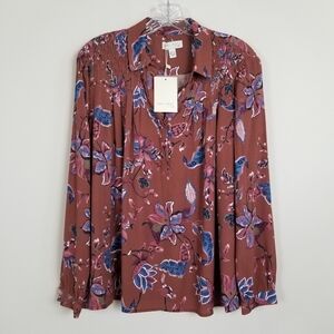 See U Soon Floral Long Sleeve Pullover Top Small NWT